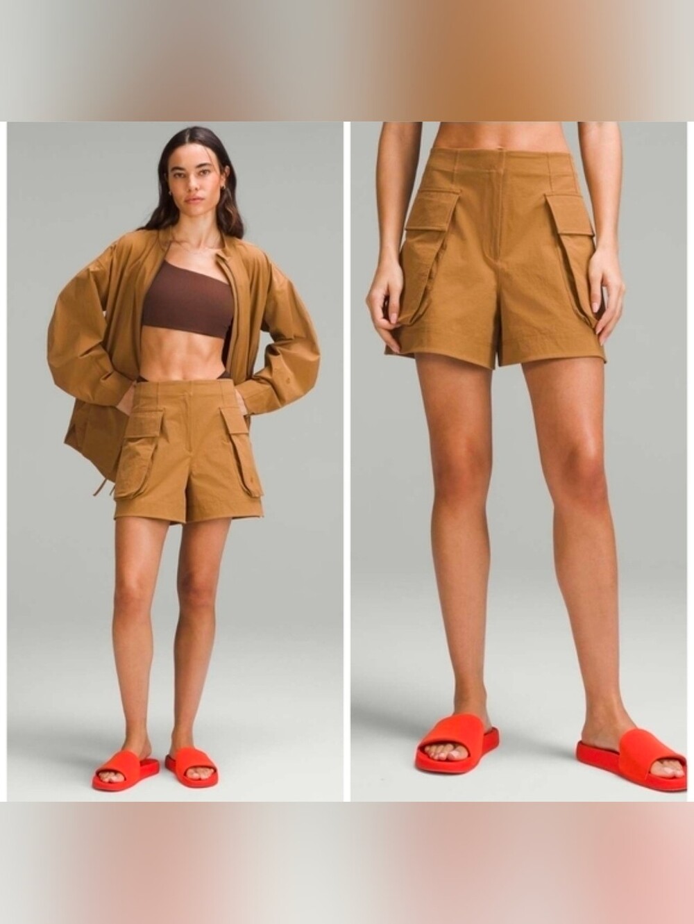 Lululemon Relaxed Fit Super High Rise Cargo Short 4" Bold Beige